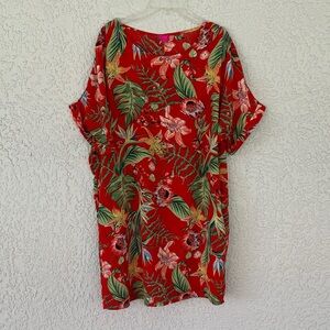 Caroline Hill Tropical Red Floral mini  Dress size S